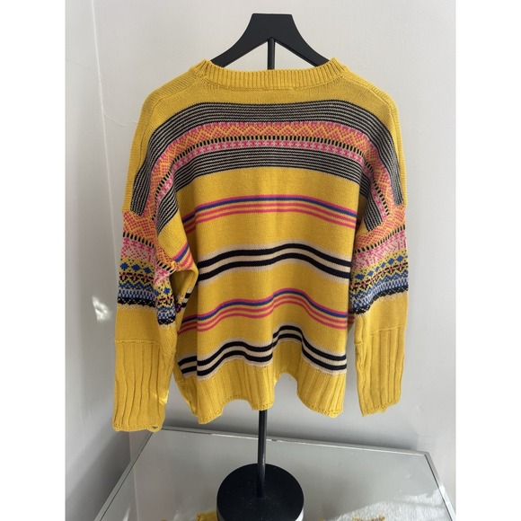 Easel Women's Mustard Yellow Fair Isle Knit Sweater Size Small - Picture 2 of 7